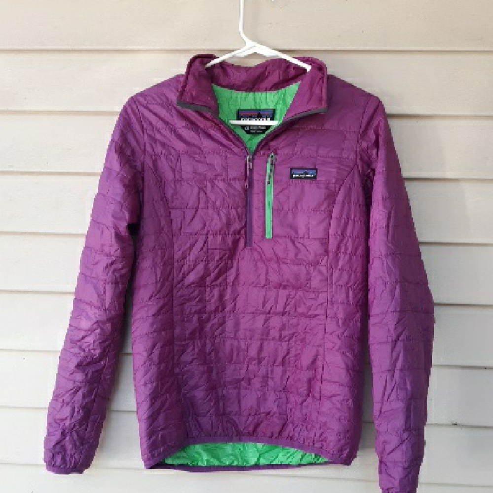 Patagonia Nano Pullover Jacket Lightweight Primaloft Purple Green Womens XS